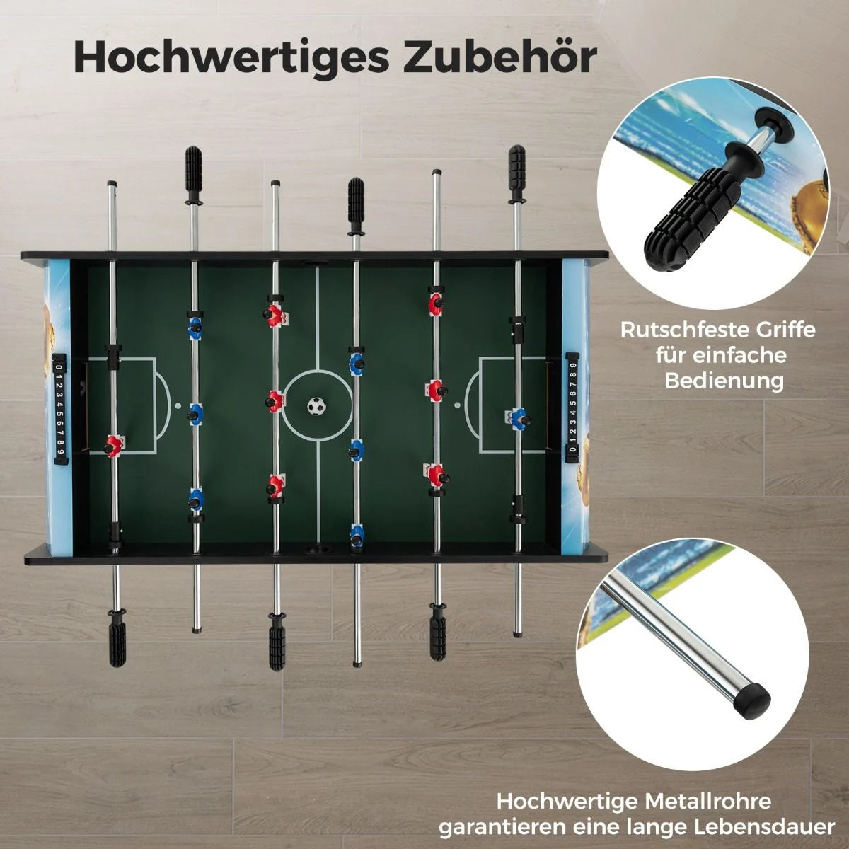2 in 1 Tischkicker Mit 14 Kicker & 2 Bällen & Punktezähler & Abnehmbaren Beinen Tischfußball