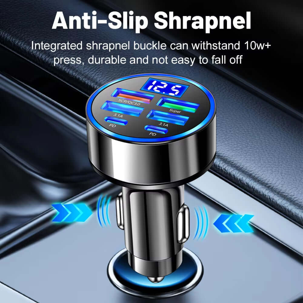 100W 6 Ports Car Charger Fast Charging PD QC3.0 USB C Car Phone Charger Type C Adapter in Car for Iphone Samsung Huawei Xiaomi