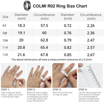 R02 Smart Ring Military Grade Titanium Steel Shell Health Monitoring IP68 &amp; 3ATM Waterproof Multi-Sport Modes
