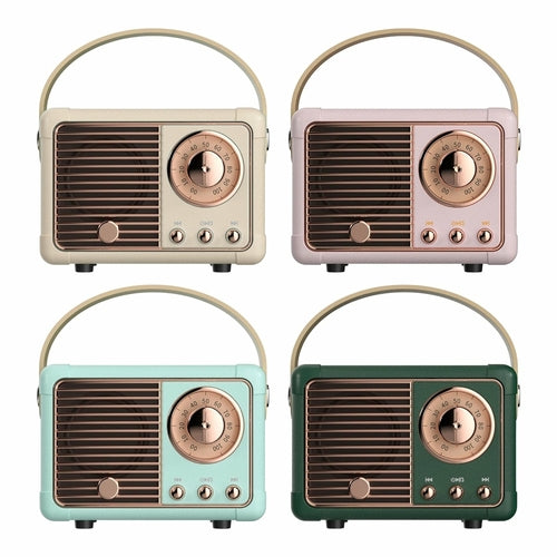 Kompakter Retro Bluetooth-Lautsprecher mit eingebautem Radio