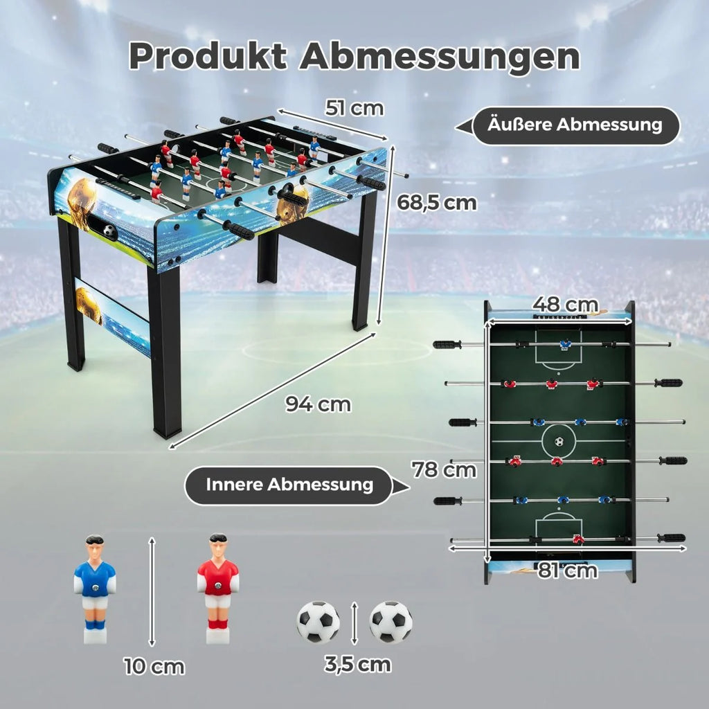 2 in 1 Tischkicker Mit 14 Kicker & 2 Bällen & Punktezähler & Abnehmbaren Beinen Tischfußball