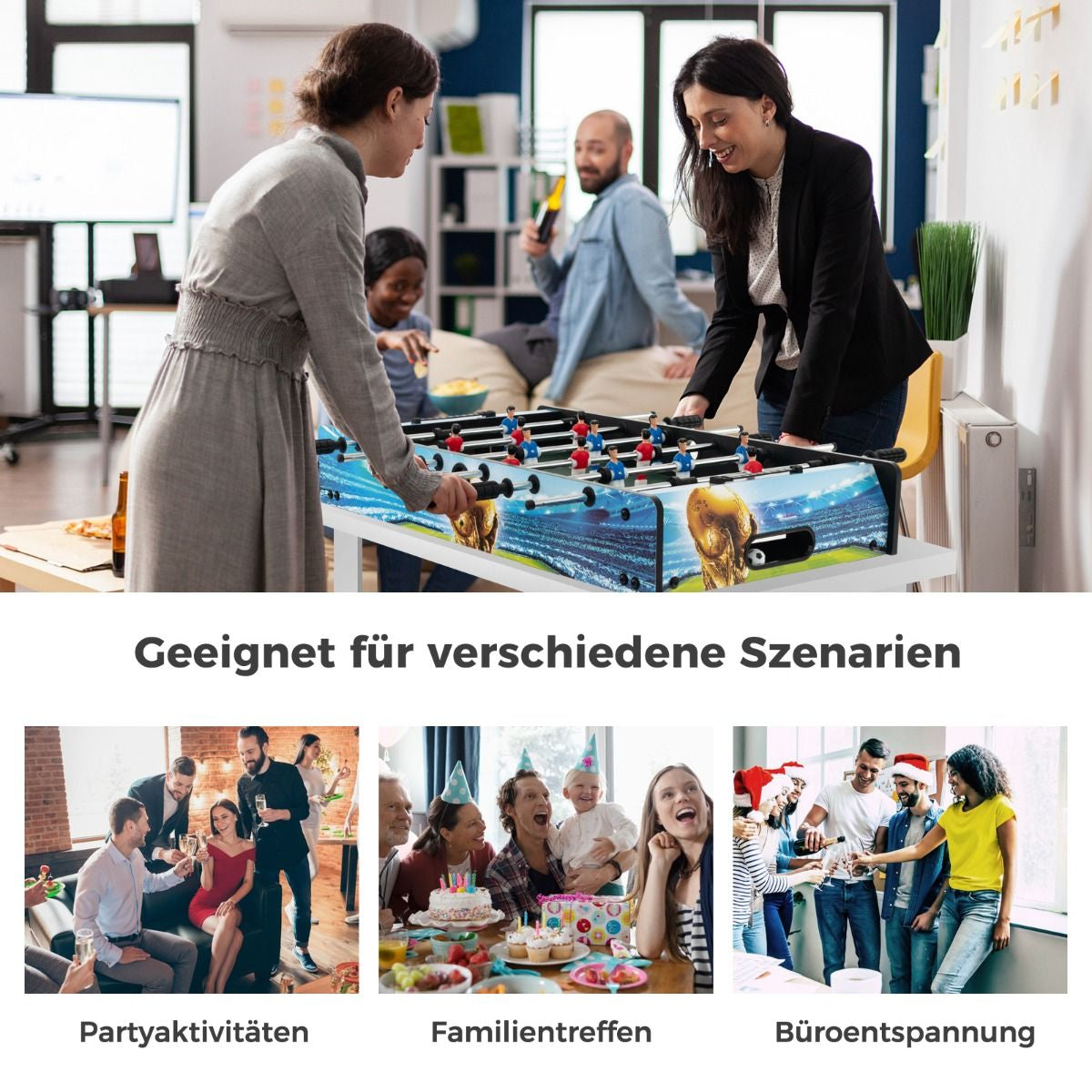 2 in 1 Tischkicker Mit 14 Kicker & 2 Bällen & Punktezähler & Abnehmbaren Beinen Tischfußball