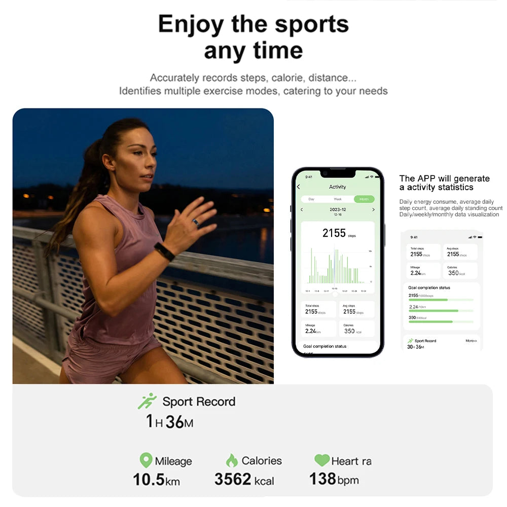 R02 Smart Ring Military Grade Titanium Steel Shell Health Monitoring IP68 &amp; 3ATM Waterproof Multi-Sport Modes