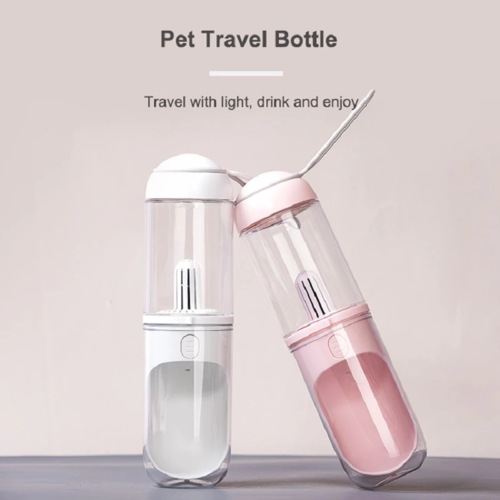 Portable water dispensing bottle for dogs and cats