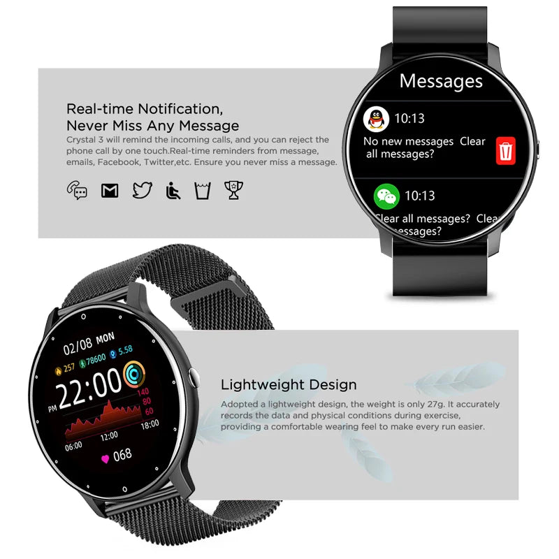 2026 Smart Watch Ladies Full Touch Screen Sports Fitness Watch IP67 Waterproof Bluetooth for Android Ios Smart Watch Female