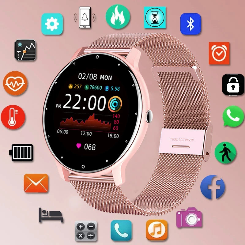 2026 Smart Watch Ladies Full Touch Screen Sports Fitness Watch IP67 Waterproof Bluetooth for Android Ios Smart Watch Female